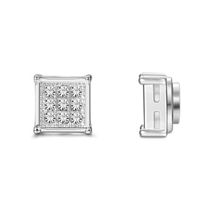 Boucles d'oreilles à clipser en acier inoxydable, magnétiques, zircon, géométriques, carrées, 6 mm, bijoux de mode unisexe - Product Image 4