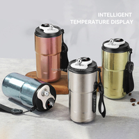 Tasse à café moderne en titane à double paroi de 400ml avec couvercle à affichage numérique