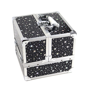 Estuche maletín de aluminio con cielo estrellado abierto doble, bolsa de cosméticos Itb, estuche de maquillaje de tocador, bolsa de cosméticos de viaje portátil con logotipo personalizado - Product Image 3