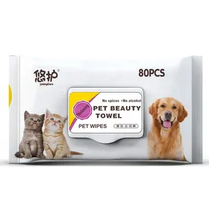 Sıcak satış Pet mendil köpekler toptan özel etiket köpek ve kedi gözyaşı leke pençe göz kulak duyarlı cilt mendil ıslak hayvan