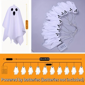 Luces LED de Cadena con Forma de Fantasma para Halloween, Blanco Cálido, 230 cm de Longitud, DC 6V, para Jardines, Cercas, Fiestas y Decoraciones de Casas Encantadas - Product Image 2