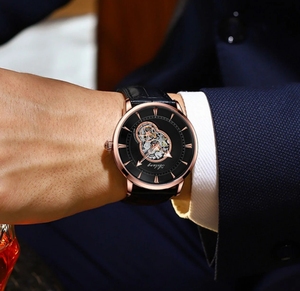 <span class=keywords><strong>Reloj</strong></span> Mecánico Automático Ailang 8521 de Calidad, <span class=keywords><strong>Marca</strong></span> de Alta Gama, <span class=keywords><strong>Reloj</strong></span> de Hombre con Doble Tourbillon Romano, Correa de Cuero - Product Image 3
