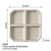 Plat à sauce carré à 4 compartiments de qualité alimentaire, aspect céramique, empilable, en mélamine, pour restaurant