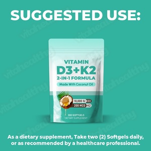 Vitahealthy OEM/ODM Suplemento Orgánico de Vitamina D3+K2 <span class=keywords><strong>en</strong></span> Cápsulas Blandas, Fórmula 2 <span class=keywords><strong>en</strong></span> 1 con Aceite de Coco para el Bienestar Físico, Cápsulas Blandas de D3+K2 - Product Image 5