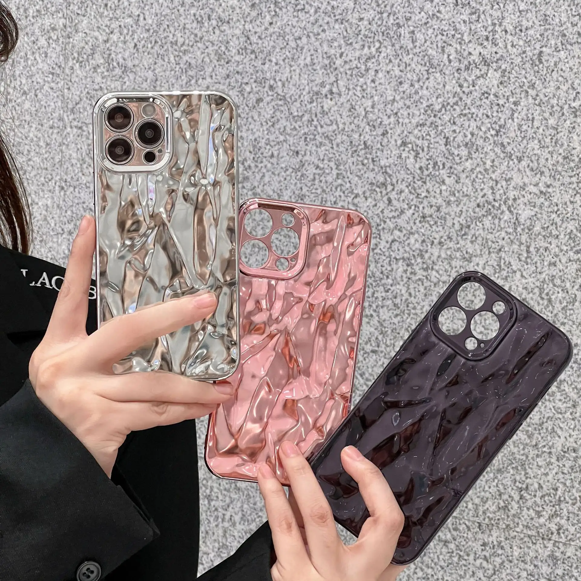 Electroplating silver mountain crack suitable for Phone15pro max phone case 13 new 12/11 niche 15 sets