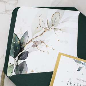 Invitación <span class=keywords><strong>de</strong></span> <span class=keywords><strong>Boda</strong></span> Económica con Tapa Dura Verde Esmeralda, Cintas Decorativas, Tarjetas <span class=keywords><strong>de</strong></span> Confirmación <span class=keywords><strong>de</strong></span> Asistencia y Sobres, Invitación Personalizada para Celebración - Product Image 5