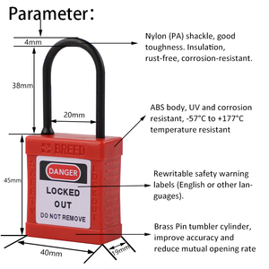 Insulated Nylon <strong>Padlock</strong> &amp; <strong>Lockout</strong> Devices <strong>Lockout</strong> <strong>Tagout</strong> Loto Lock with Master Key G71NE - Product Image 3