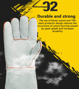 中国制造商的ce认证长钨极氩弧焊手套定制XL尺寸牛皮棉衬里氩弧焊机的安全 - Product Image 2