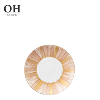 Offre Spéciale – Assiettes de Présentation Florales Orange Rayées Peintes à la Main en Porcelaine Fine – Vaisselle Écologique de Luxe pour Mariages – En Stock