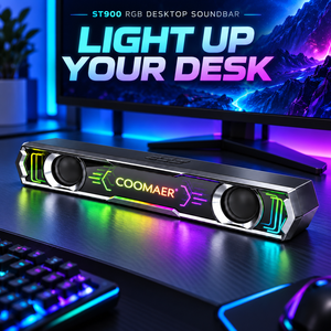 ST900 es un sistema de altavoces de escritorio de 2.0 canales con una potencia de salida de 10W, diseñado para juegos de computadora, música, visualización de videos y trabajo de oficina. - Product Image 1