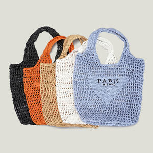 Borsa Tote in Paglia Intrecciata a Mano Estiva da <span class=keywords><strong>Donna</strong></span> con Logo Personalizzato, alla Moda, Traforata, da Spiaggia, Morbida, Ecologica, Leggera <span class=keywords><strong>e</strong></span> a Grande Capacità - Product Image 4