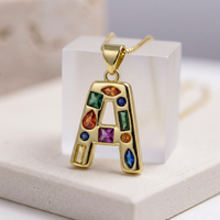 Pendentifs 26 lettres anglaises en laiton incrusté de zircon, accessoires de bijoux DIY, pendentif lettre A doré tendance Caibao pour collier