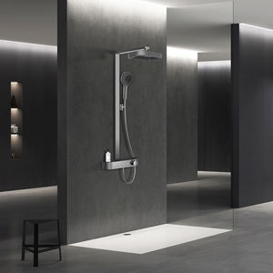 Modern Matte <b>Black</b> Wall Mount <b>Shower</b> Set With Rainfall Square <b>Head</b> And Handheld Spray Minimalist Design Bathroom Faucet - Product Image 4