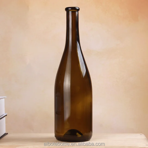 Botellas de Vidrio Ámbar para Vino Tinto de 750 ml, Color Marrón Verde Antiguo Personalizado, en Stock - Product Image 1