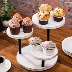 OEM 3 livelli di legno torta Stand e mostra riser legno bianco torta sta <span class=keywords><strong>per</strong></span> torte nuziali antipasto, Dessert o esposizione al dettaglio alzate - Product Image 4