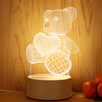Lámparas LED 3D con Ilusión Óptica, Diseño Creativo de Dibujos Animados, Mini Lámpara LED Acrílica Moderna con Enchufe, Lámpara de Escritorio LED, Luz Nocturna para Dormitorio, ABS