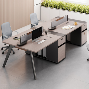 Poste de travail de bureau moderne haut de gamme OEM, organisateur de dossiers en bois, table de bureau modulaire extensible 2 places - Product Image 1
