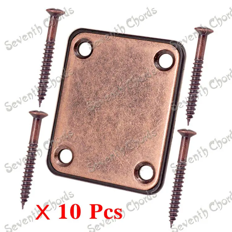 10 Pcs Electric Bass Guitar Neck plate Neck Joint Plate - Copper Red - (JTJQB-25412)