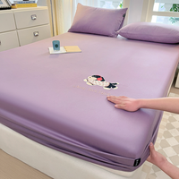 Drap-housse uni anti-acariens 100 % coton pour lits King et Queen, parure de lit complète