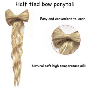 Lazo medio atado Cola de Caballo sintética esponjosa peluca ondulada trenza captura Clip <span class=keywords><strong>contrato</strong></span> cabeza de bola trenza Cola de Caballo extensión para mujeres - Product Image 2