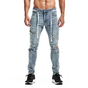 Jeans attillati attillati attillati attillati attillati slim fit strappati slim fit jeans Skinny da uomo in denim elasticizzato da cowboy