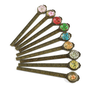 Vintage khô hoa kim loại Cai Trị Bookmark đa chức năng thẳng Cai Trị Bookmark cổ đồng đánh dấu đẹp Cai Trị - Product Image 3