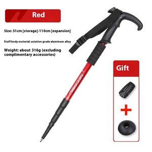 Canne de trekking en alliage d'aluminium 6061 à quatre sections avec poignée courbée Canne ultra-légère avec verrouillage interne et absorption des chocs en stock. - Product Image 3