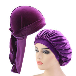 Offre Spéciale 2 pièces/ensemble velours hommes Durags et Bonnets casquettes de sommeil <span class=keywords><strong>Bonnet</strong></span> pour femmes TJM-414A/05B1 - Product Image 6