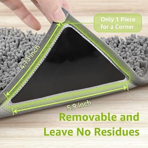 Patins antidérapants pour tapis, pour sols en bois dur et carrelages, alternative lavable et réutilisable à la bande adhésive pour tapis, attaches de coin robustes pour tapis - Product Image 4