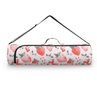 Sac de transport portable pour tapis de yoga à imprimé fraises avec bandoulière, sac de rangement pour fitness, gym et voyage
