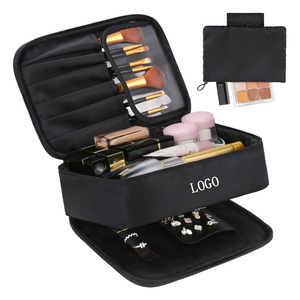 Borsa Organizer per Trucchi Professionale da <span class=keywords><strong>Viaggio</strong></span> Impermeabile Personalizzata per Donne, 2 in 1 con Portagioie e Tasca per Pennelli - Product Image 1