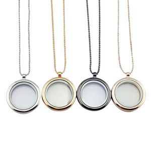 2024 4 Colors Available Glass <strong>Locket</strong> <strong>Floating</strong> Photo <strong>Charm</strong> Pendent Necklace - Product Image 6
