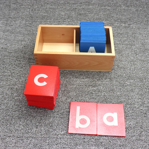 Montessori Toys-letras de papel de lija del alfabeto, mayúsculas y minúsculas, 52 letras y caja de almacenamiento de madera, juguetes educativos de madera - Product Image 4
