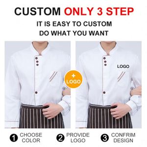 Chef Coat Navt Blue Kitchen Cooking Chef <b>Jacket</b> Word Modernd <b>Men</b> Restaurant Long Sleeve Chef Uniform <b>Jacket</b> <b>White</b> Classic - Product Image 3