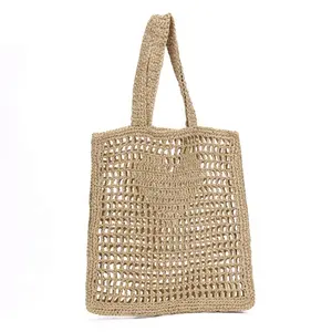 2024 Schlussverkauf neuer Stil Einfachschulter Strohbeutel Gewebete Tasche Strand Freizeit Feiertag Strandtasche für Damen