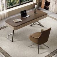 Escritorio de ordenador de estilo Retro de diseñador italiano, silla integrada, moderna, minimalista, Color nogal, almacenamiento ecológico, Oficina