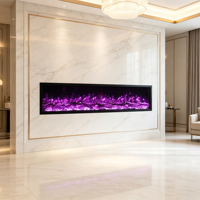 Cheminée électrique murale de 48 pouces, chauffage mural, vente en gros d'usine, linéaire, CE, intelligente, Wi-Fi, sans fumée, flamme LED, pour hôtels et foyers