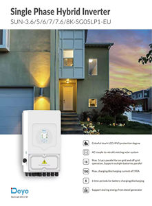 Inversor Híbrido Ningbo Deye 3.6kw 5kw 6kw 7.6kw 8kw Monofásico SUN-3.6/5/6/7.6/8K-SG05LP1-EU 2mppt Inversor Solar Híbrido - Product Image 4