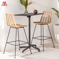 Mobilier de patio moderne Barre haute en métal Table réglable Terrasse Café Restaurant Bistro Chaise de bar d'extérieur et table pliable