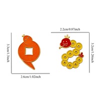Broche Thème Serpent en Alliage de Zinc, Motif Pièce de Monnaie Porte-Bonheur, Ornement pour Vêtements et Sacs, Accessoire Festif Adorable pour Cadeau de Fêtes
