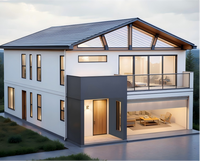 Maison modulaire préfabriquée à deux étages avec murs en béton armé préfabriqué et toit en acier léger, logement permanent