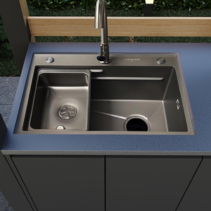 YardLux moderne <span class=keywords><strong>Artisan</strong></span> <span class=keywords><strong>cuisine</strong></span> armoire en aluminium extérieur BBQ modulaires évier robinet charnière accessoires Patio ensemble mobilier d'extérieur - Product Image 2