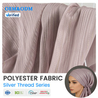 Tissu en satin de polyester jacquard à rayures B10 avec fil argenté, non conducteur, pour la confection de thobes, jilbabs et vêtements