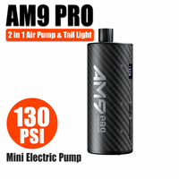 Pompe à air électrique CYCLAMI AM9 Pro Mini 130 PSI 126 g, pompe à vélo avec feu arrière 2 en 1, type C rechargeable, gonfleur de vélo