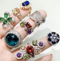 Vente en gros Fashion Colorful Zirconia Promise Engagement Bridal Wedding Rings personnalité retro superflash mosan diamond ring