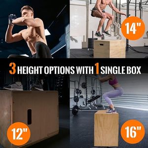 Wellshow 3 en 1 Wood Plyo Box Caja de <span class=keywords><strong>salto</strong></span> pliométrica antideslizante para gimnasio en casa 400lbs Bearing Fitness Launch Box para saltar en cuclillas - Product Image 2