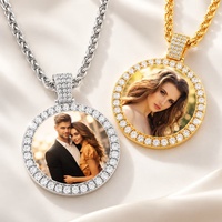 CSSHUOYU Pendentif Griffe Personnalisé avec Photo, Grand et Petit, en Argent et Or, Orné de Strass, pour Souvenir Précieux