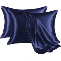 Lot de 2 taies d'oreiller en satin, douces et soyeuses, avec fermeture à rabat, ensemble de taies d'oreiller de luxe respirantes pour lit