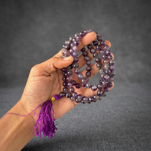 Collar Jap Mala de Cristal de Amatista Hecho a Mano, 108 Cuentas Pulimentadas en Forma de Círculo, para Meditación Budista, Yoga y Sanación, Artesanía RAIS AGATE - Product Image 1