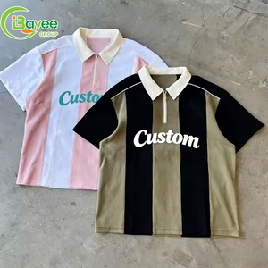 T-shirt Personalizzate da Uomo con <span class=keywords><strong>Mezza</strong></span> Zip, <span class=keywords><strong>Maglia</strong></span> da Calcio Sportiva, Jersey Retrò a Righe con Colletto, Polo in <span class=keywords><strong>Maglia</strong></span> per Uomo - Product Image 2
